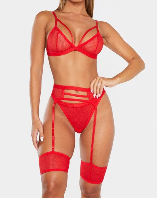 Ensemble lingerie en maille 3 pièces